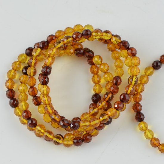 Amber bracelet rainbow round beads 6mm