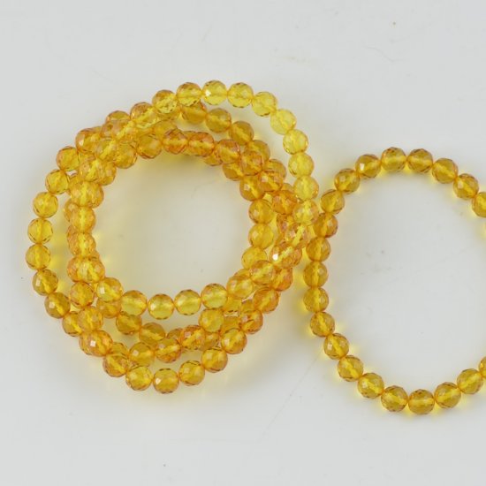 Amber bracelet faceted round beads 7mm