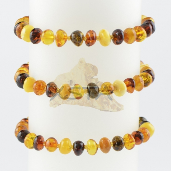 Baltic amber beads bracelet multi-colour polished Baltic amber beads bracelet multi-colour polished