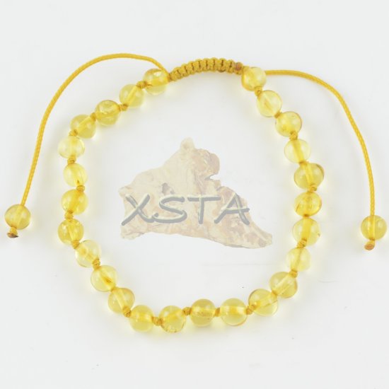 Adults adjustable amber bracelet yellow color