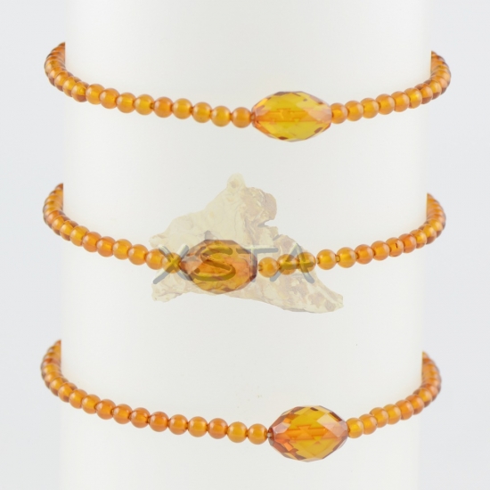 Amber bracelet Small bracelet cognac color Amber bracelet Small bracelet cognac color