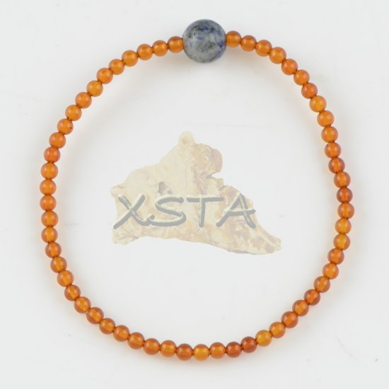 Amber bracelet with gemstone round beads