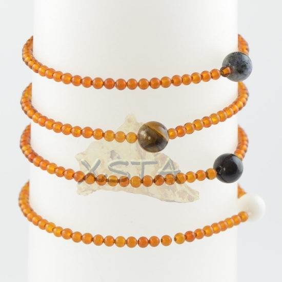 Amber bracelet with gemstone round beads Amber bracelet with gemstone round beads