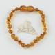 Amber teething bracelet baroque dark cognac polished Amber teething bracelet baroque dark cognac polished