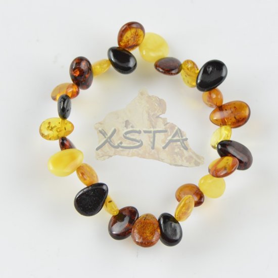 Multicolored leave shape amber beads