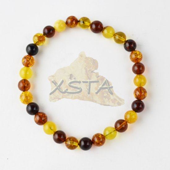 Amber bracelet round beads 21 cm 7,5 mm