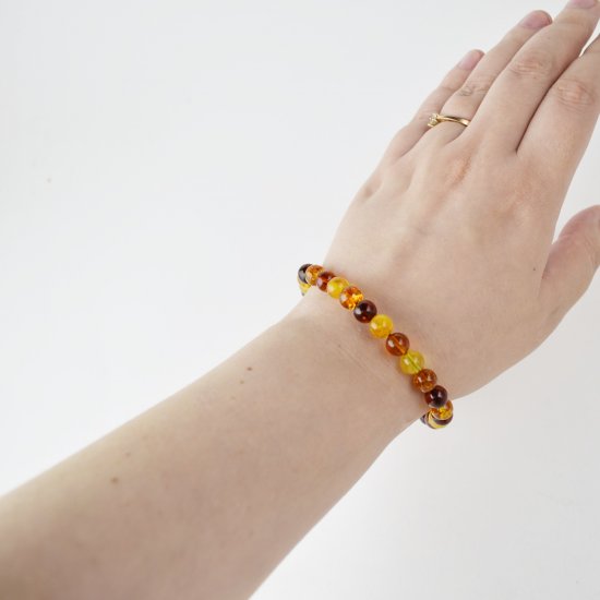 Amber bracelet round beads 21 cm 7,5 mm
