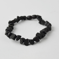 Amber bracelet black raw beads 21 cm