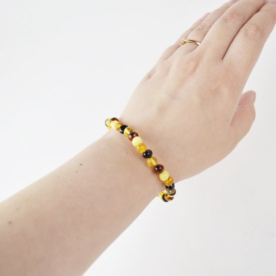 Multicolor amber bracelet baroque 21 cm