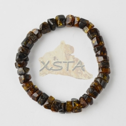 Amber bracelet green polished beads 21 cm