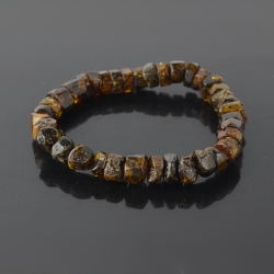 Amber bracelet green polished beads 21 cm