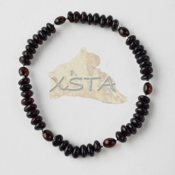 Amber bracelet black raw beads 21 cm