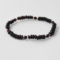 Amber bracelet black raw beads 21 cm
