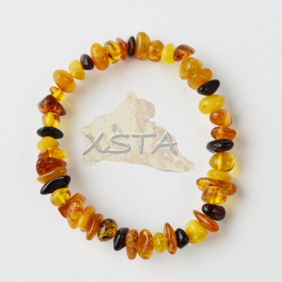 Amber bracelet chips natural beads multicolor