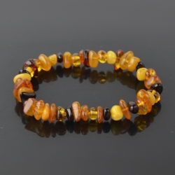 Amber bracelet chips natural beads multicolor