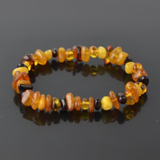 Amber bracelet chips natural beads multicolor
