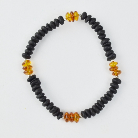 Amber bracelet 21 cm for men raw polished beads