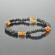 Amber bracelet 21 cm for men raw polished beads