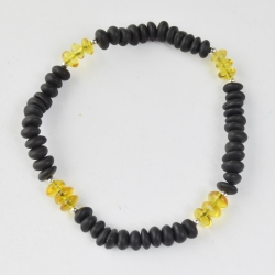 Amber bracelet 21 cm for men polished raw beads