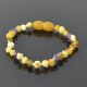 Teething amber bracelet amethyst raw beads