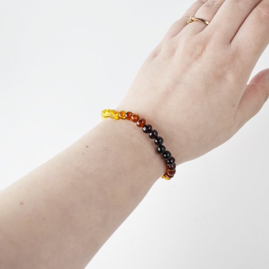 Amber bracelet rainbow beads baroque