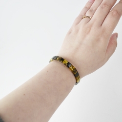 Green color amber bracelet cube beads fo women