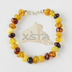 Baltic amber bracelet multi-colour with silver