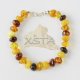 Baltic amber bracelet multi-colour with silver