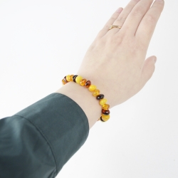 Baltic amber bracelet multi-colour with silver