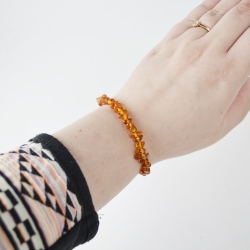 Amber bracelet baroque natural cognac beads