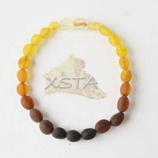 Rainbow mix olive raw amber bracelet for adults