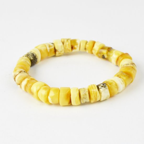 Amber bracelet matt beads 21 cm for men
