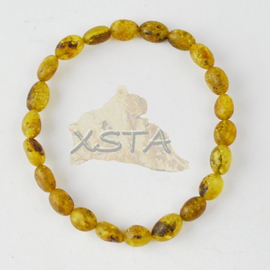 Green honey amber bracelet for adults