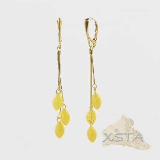 Amber earrings with Butter Color beads Amber earrings with Butter Color beads