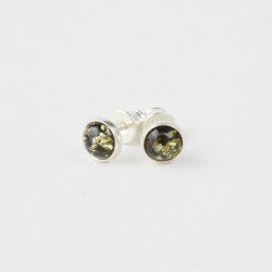 Green amber stud earrings
