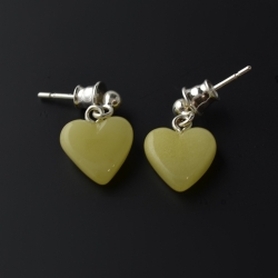 Amber stud earrings with heart white amber