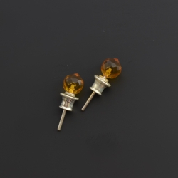  Baltic amber earrings faceted round beads