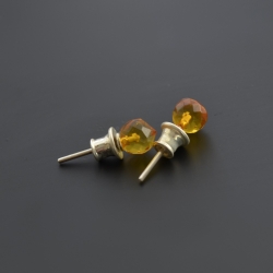  Baltic amber earrings faceted round beads
