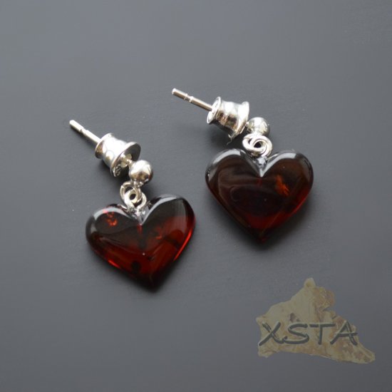  Baltic amber earrings cherry heart shape
