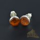 Stud amber earrings with Cognac color