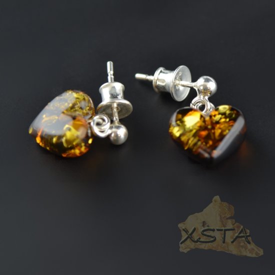  Baltic amber earrings heart shape
