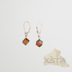 Square dark cognac earrings