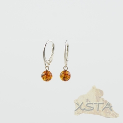 Round Amber earrings with silver 925