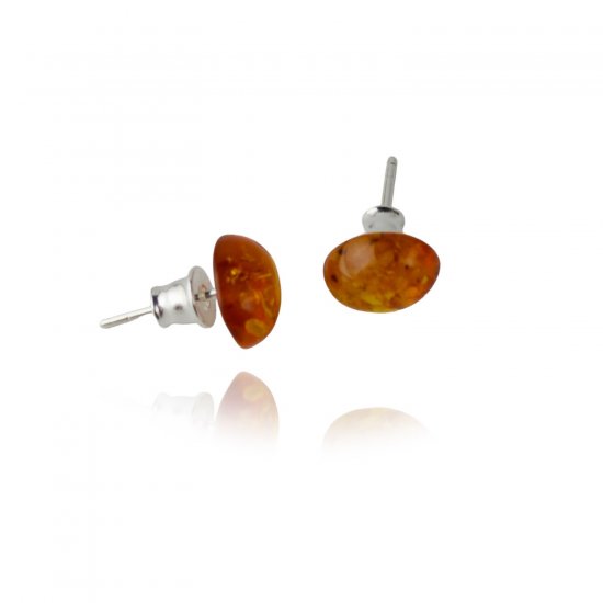 Small stud amber earrings for women