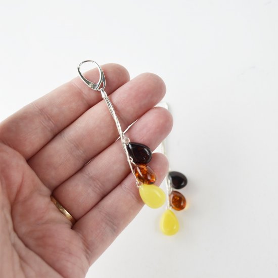 Amber earrings for women olive
