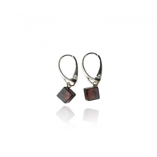 Baltic amber cube earrings