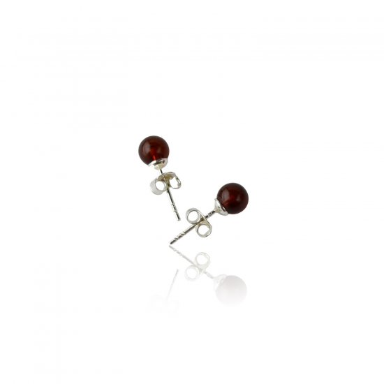 Cherry round amber earrings