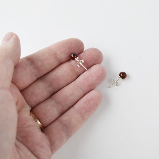 Cherry round amber earrings