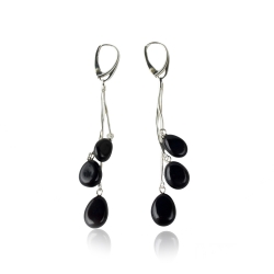 Black three piece Baltic amber earrings