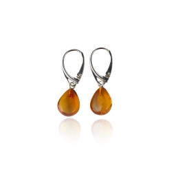 Cognac drop Baltic amber earrings